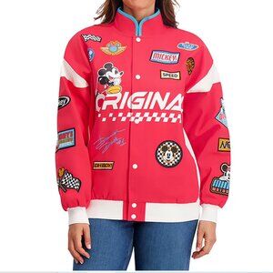 Women’s Red Character Patch Moto Jacket – Size Medium – Relaxed Fit – New